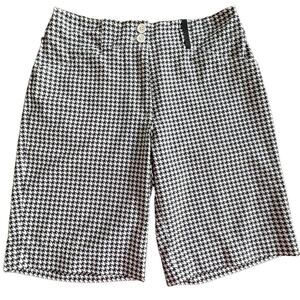 🍀 Nike Golf Womens FitDry Shorts Black White Houndstooth Pockets Logo Zip 2